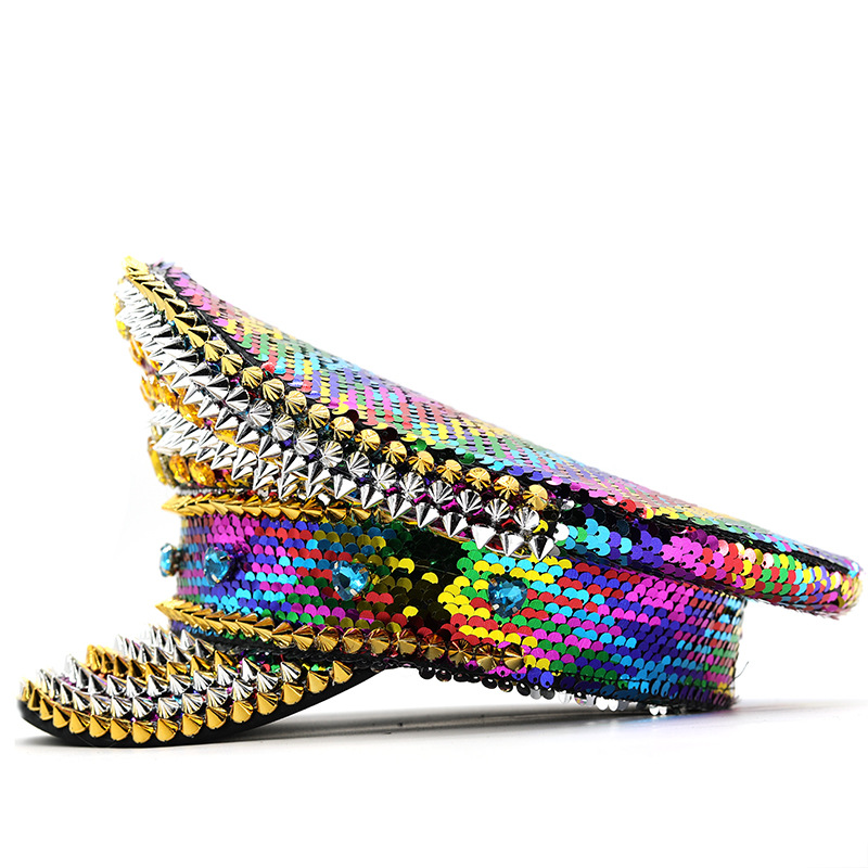 Picture of Cross-border trend Temu AliExpress shein explosion hat color rivet rhinestone sequins navy cap flat cap