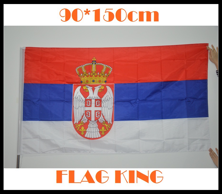 F946 in stock Wholesale 90 * 150cm 3 * 5ft Serbia Flag 4 Flag Serbia Flag