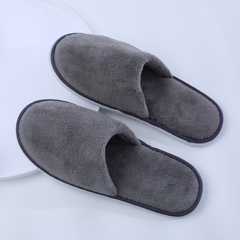 Picture of Disposable Slippers Hospitality Home Indoor Homestay Hotel Guesthouse Club Men's and Women's Coral Fleece Thickened Travel
