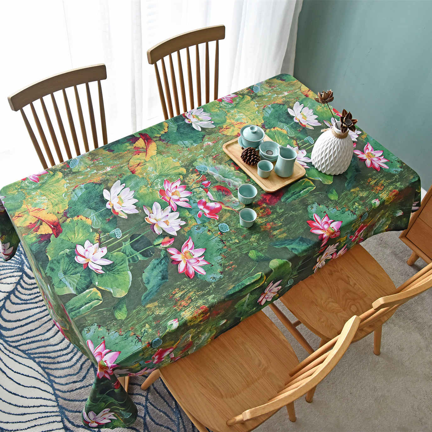 Picture of Hemp Cotton Digital Printing Fabric Floral Fabric Pastoral Style Fabric Ethnic Style Vintage Floral Skirt dress