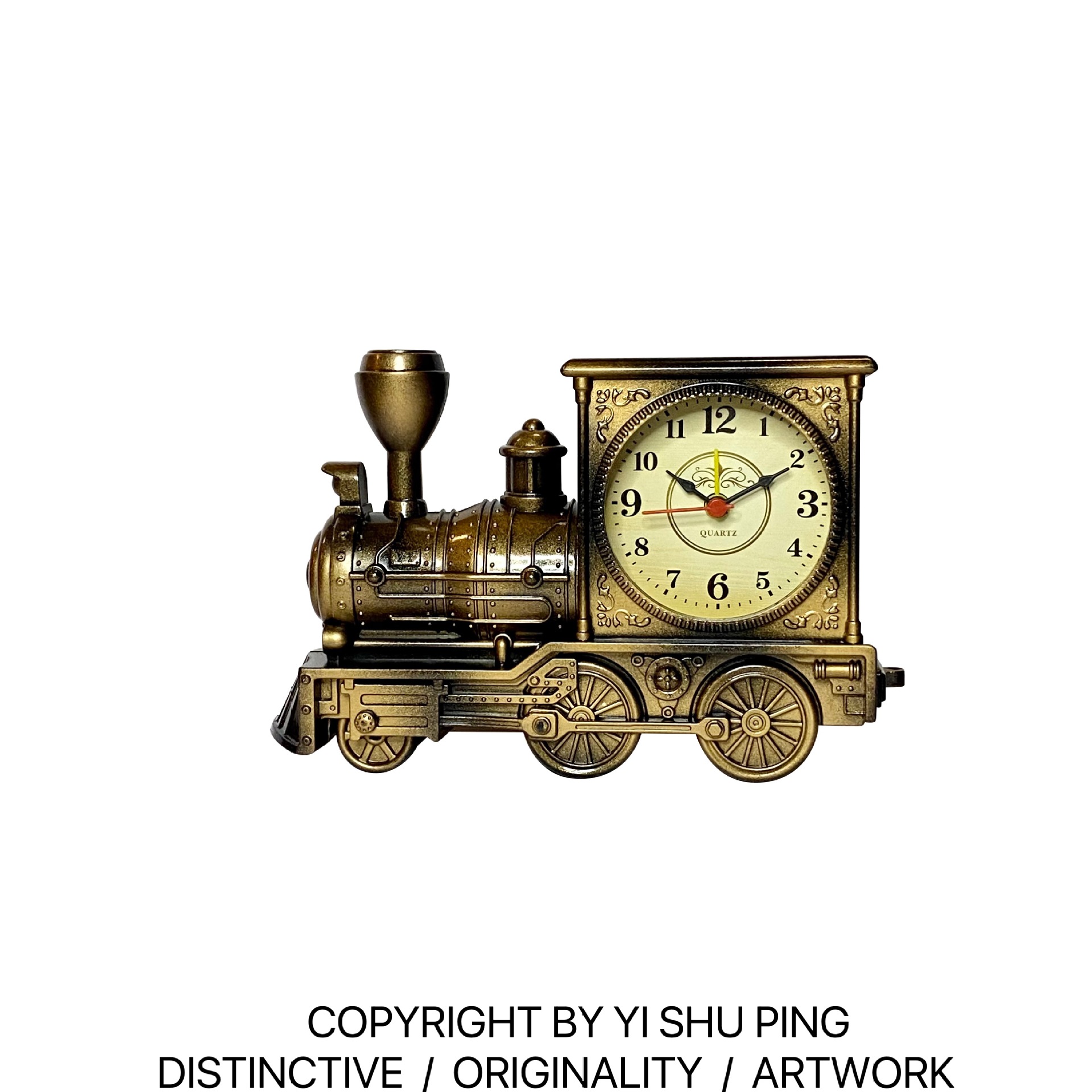 * Yishu * Creative Home wake-up alarm student gift school gift antique locomotive alarm clock vintage clock