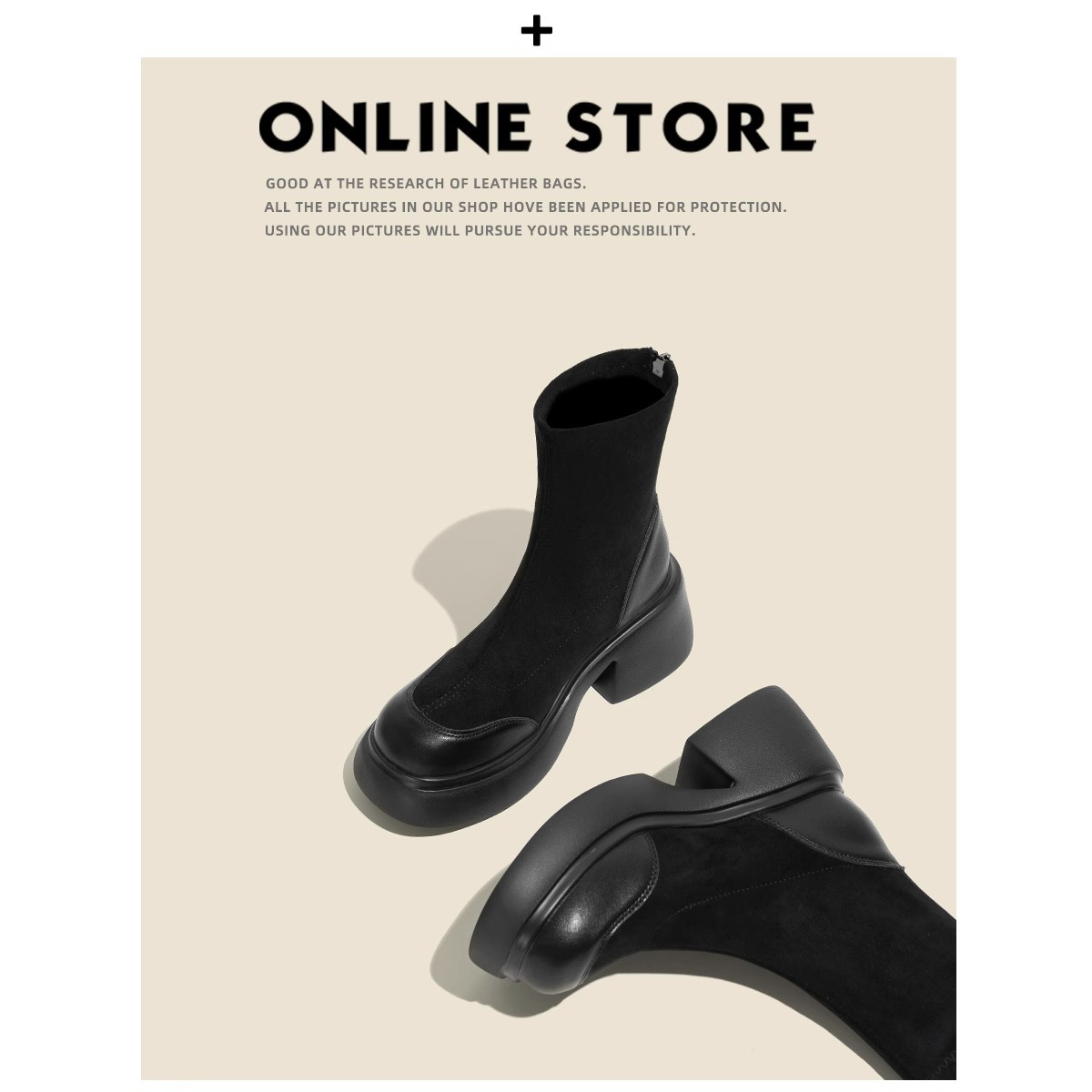 Suede Thick-Soled Women's Boots Fleece-Lined 2025 Autumn and Winter New Style Thick Heel Elegant Versatile Mid-Calf High-Heeled Slim Boots