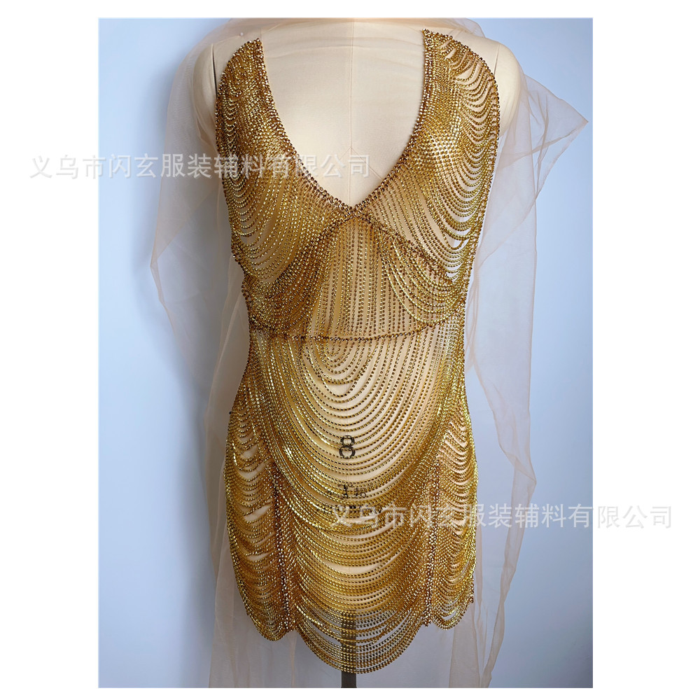 European and American sexy multi-layer metal chain dress personalized body chain accessories