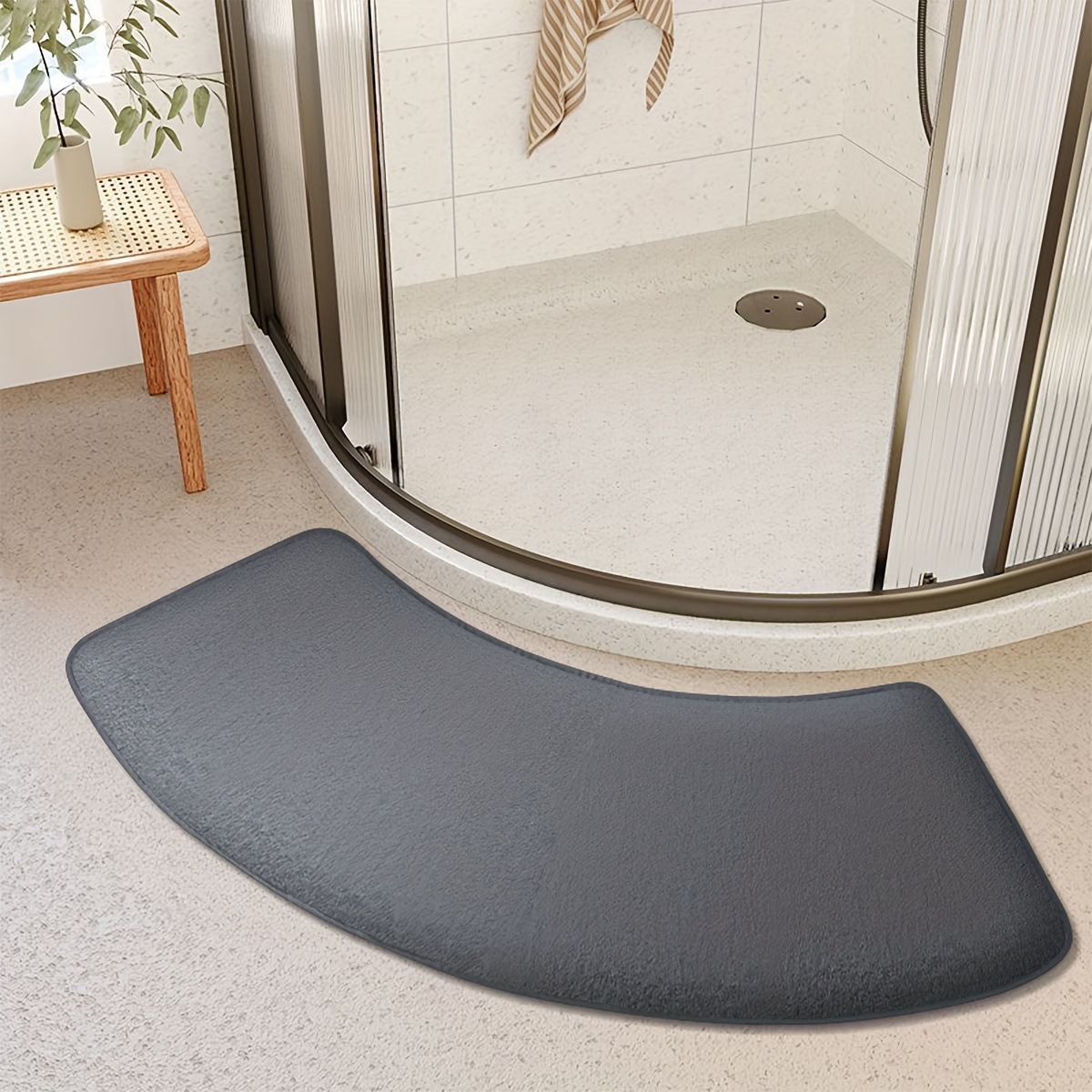 Cross-border Special Coral Fleece Floor Mat Carpet Fan-shaped Bathroom Anti-slip Mat Simple Style Household Toilet Water Absorbent Floor Mat