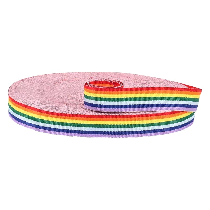 New Kidsren's Climbing Frame Rainbow Webbing Encrypted Color Braided with Polyester Plain Colorful Webbing DIY