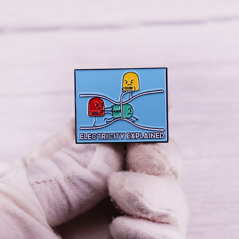 Picture of Image card electrification explanation brooch metal badge science student accessories gift