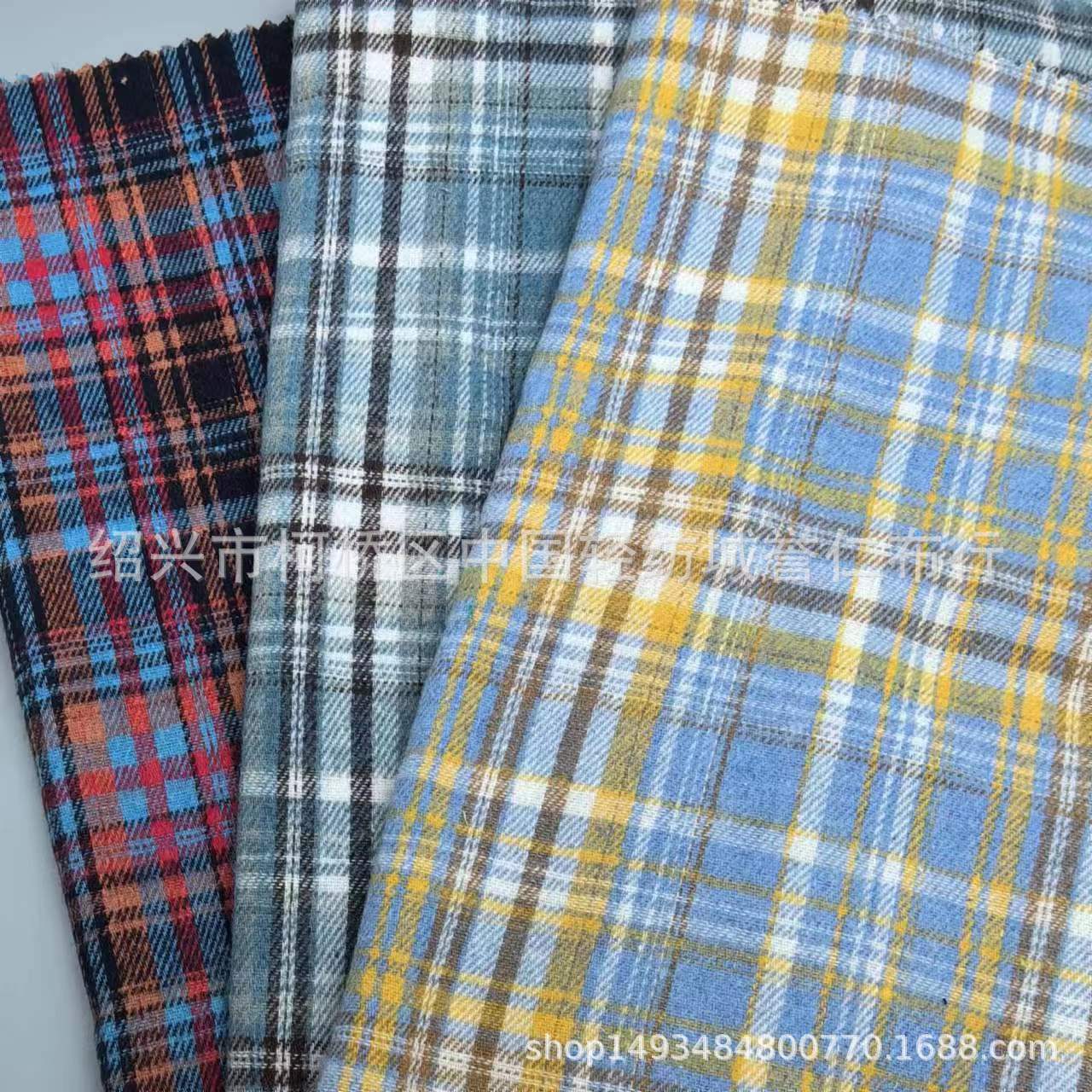 New Hot-selling Spot Polyester-cotton Brushed Plaid Fabric 21 Flannel Twill Velvet Women's Clothing Men's Shirt Fabric