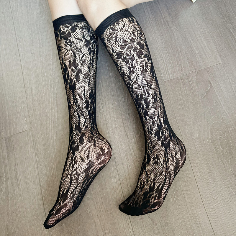 JK mid-tube net stockings rose calf socks for children ins trendy Lolita stockings hollow-out college-style net stockings