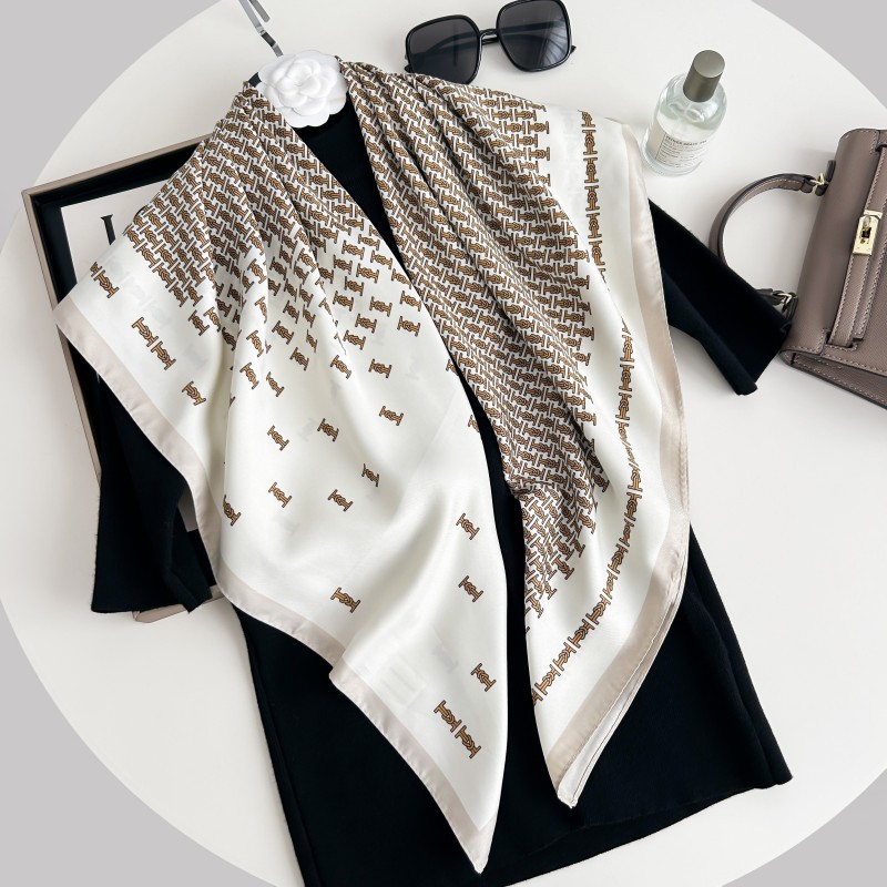 New Multifunctional Sun Protection Shawl Fashion Designer Print 90 Square Scarf Imitation Silk Twill Versatile Women's Silk Scarf