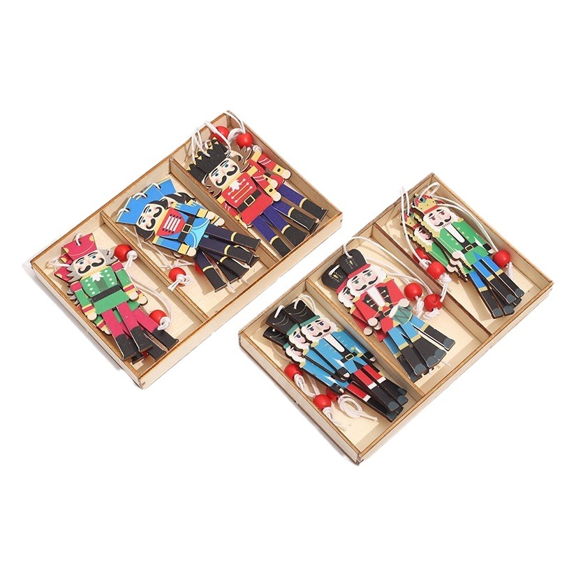 Cross-Border Walnut Soldier Wooden Pendant Creative Cartoon Christmas Gift Christmas Tree Christmas Present