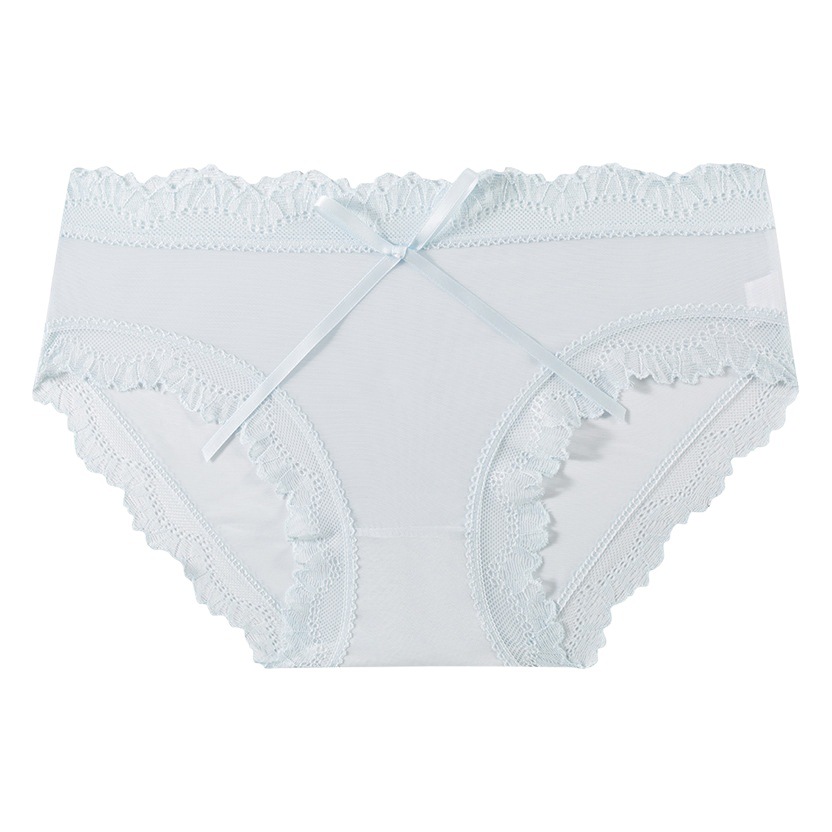Pure Sexy girl lace underwear women's bow cross mid-waist breathable cotton crotch girl briefs