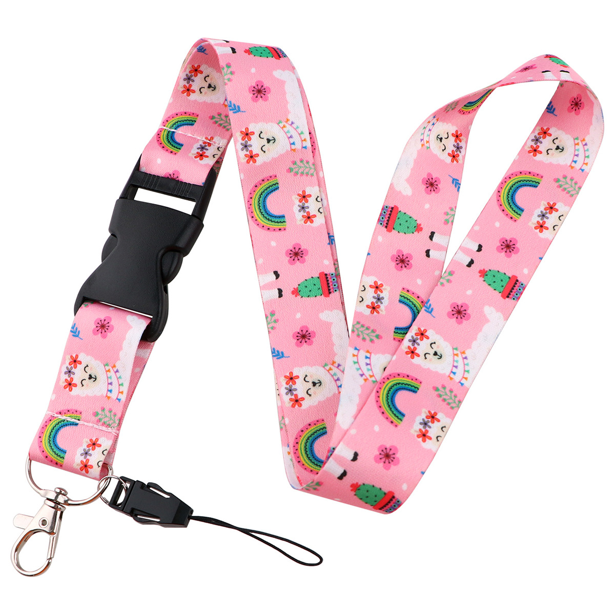 Picture of Buckle Rainbow Butterfly Moon Lanyard Card Set Ribbon Student Hanging Rope Cartoon Animal Combination Work Card Mobile Phone Rope