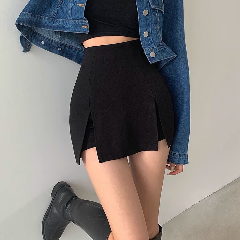 Half-length Culottes Women's Royal Sister-style High Waist Hip Split A- line Skirt Shorts Women's Autumn Spice Girl Sexy Casual Hot Pants