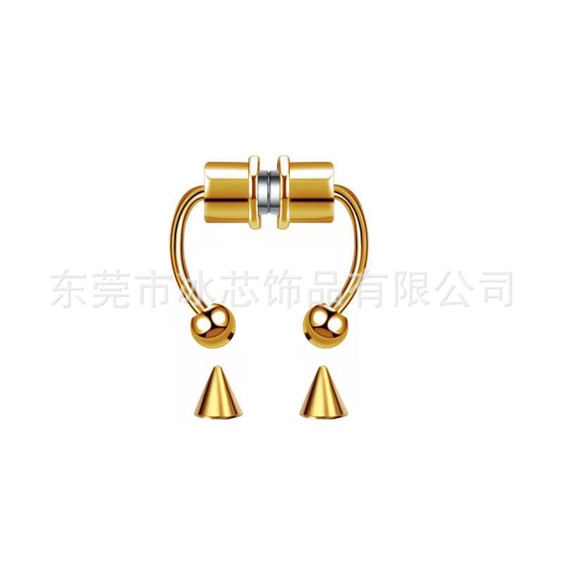 Picture of 2021 New Hot Sale Stainless Steel Magnet Nose Ring Non Perforated False Nose Ring Horseshoe Type Nose Hoop Ring