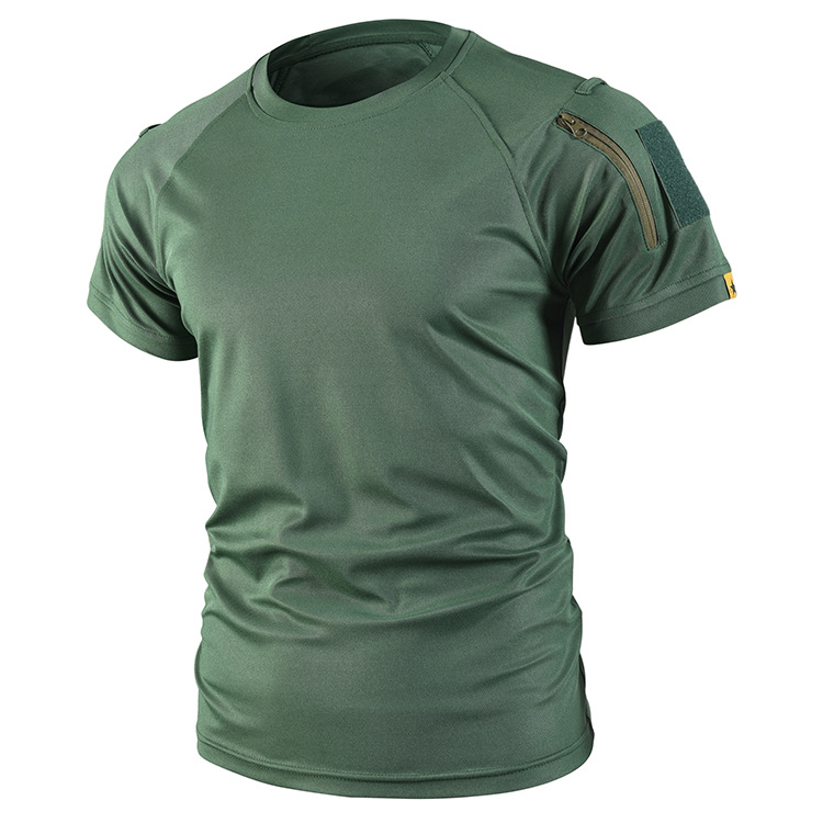 New T-shirt Men's Round Neck Army Fan Training Short Sleeve Summer Half Sleeve Tactical Outdoor Camouflage Army Green