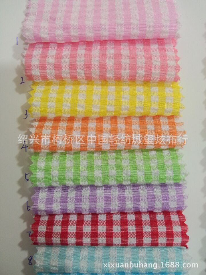 Picture of Polyester cotton yarn-dyed bubble plaid fabric yarn-dyed bubble cloth TC Plaid plaid shirt children's clothing fabric