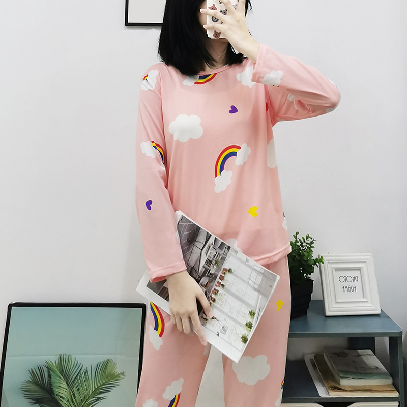 Picture of Factory Clearance Welfare Spring and Autumn Pajamas Women's Casual Comfortable Lady Style Long Sleeve Trousers Two-Piece Home Clothes