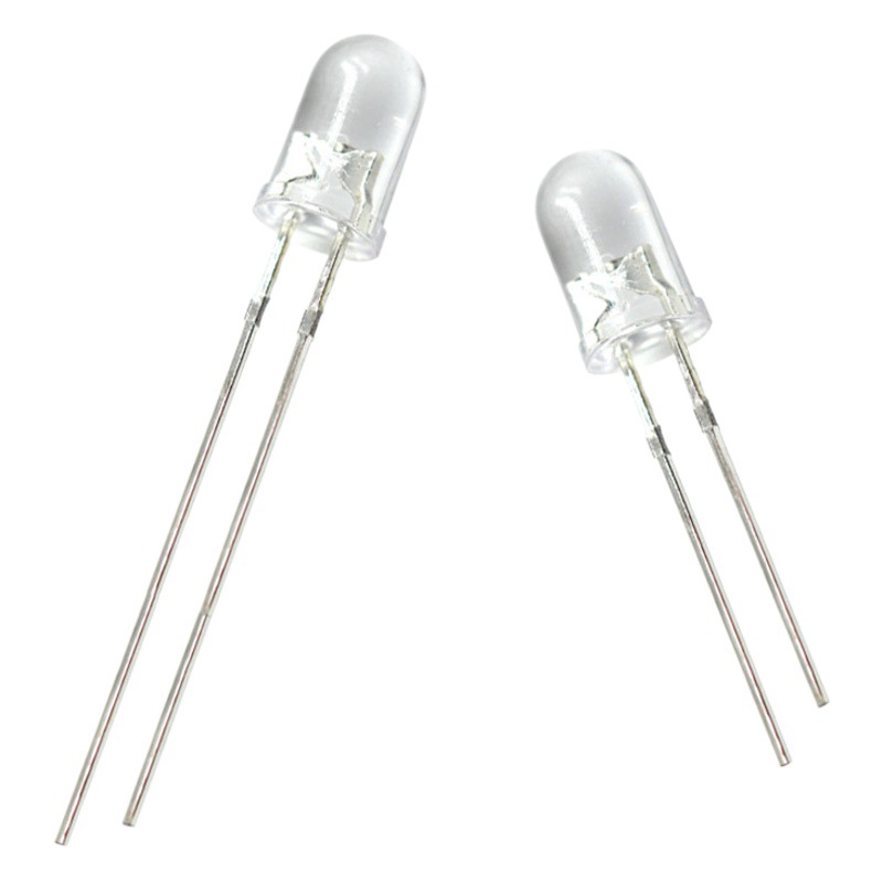 F5/5mm lamp bead round head transparent bright white hair red blue green yellow orange white light in-line led light emitting diode
