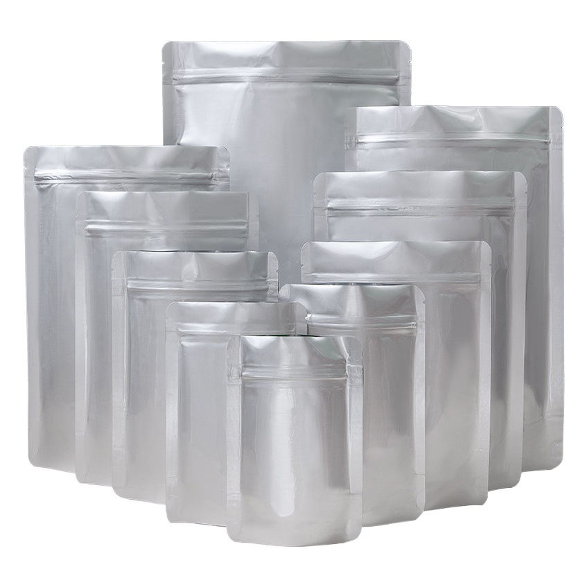 Pure aluminum self-supporting bag self-sealing bag aluminum foil bag tea food packaging bag sub-packing dog food fish bait sealed bag to avoid light