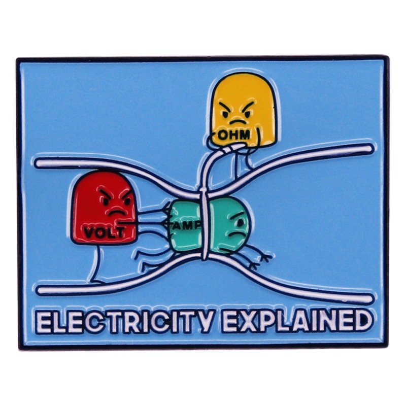 Picture of Image card electrification explanation brooch metal badge science student accessories gift