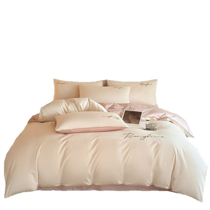 Picture of Advanced Sense 60 Light Luxury Long-staple Cotton Cotton Bed Four-piece Cotton Embroidered Quilt Cover 100 Cotton Bed Sheet Mattress 3