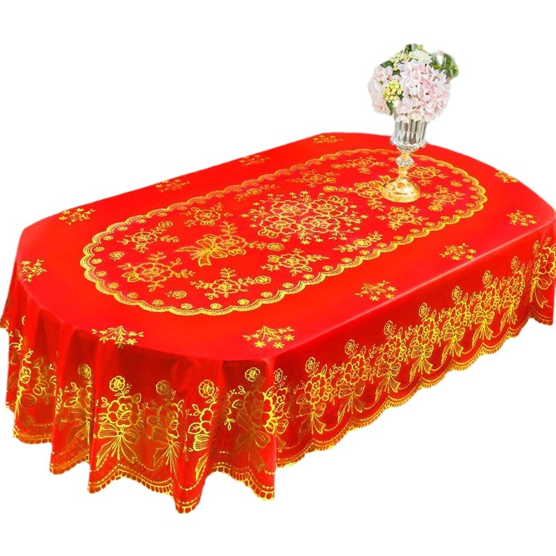 European Oval Tablecloth Waterproof, Oil-Proof, Anti-Scalding Tablecloth Pvc No-Wash Home Hotel Home Fabric Tablecloth