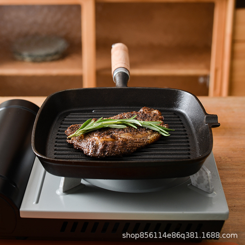 Picture of Source manufacturer cast iron steak frying pan uncoated non-stick household striped 24cm fried steak special pot pan