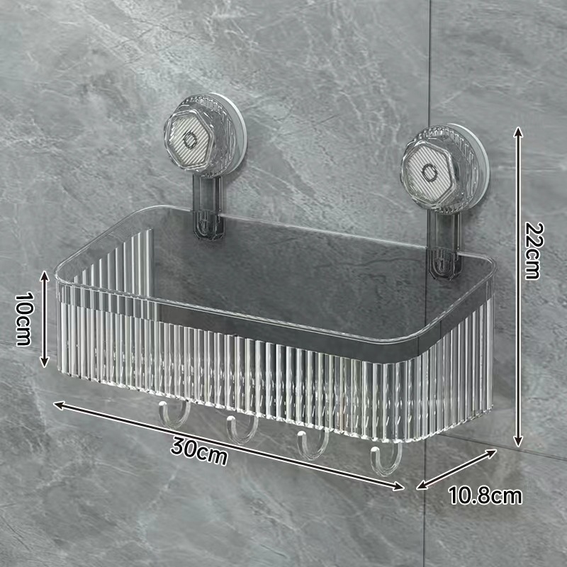 Picture of Bathroom strong suction cup storage rack household punch-free cosmetic mouthwash Cup rack kitchen wall-mounted seasoning storage rack