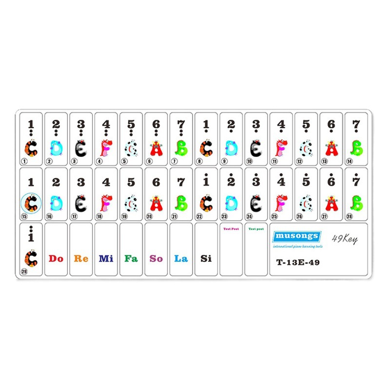 Picture of Yunzhiqu piano sticker color simple spectrum 61 key special sticker transparent five-line spectrum electronic organ cartoon English