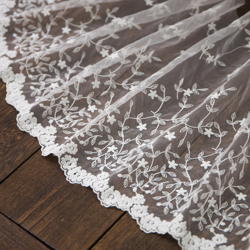 32cm Wide White Milk Silk Water-Soluble Embroider American Mesh Lace DIY Handmade Skirt Lace Accessories 19g