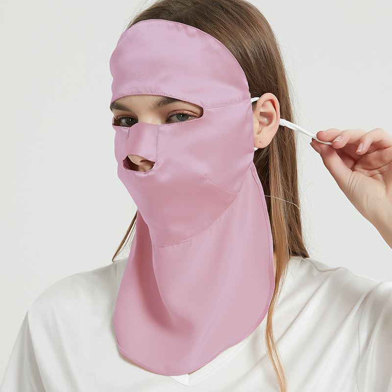 Picture of Silk sun mask sleep breathable full face cover summer UV mask mulberry silk oil smoke-proof veil for women