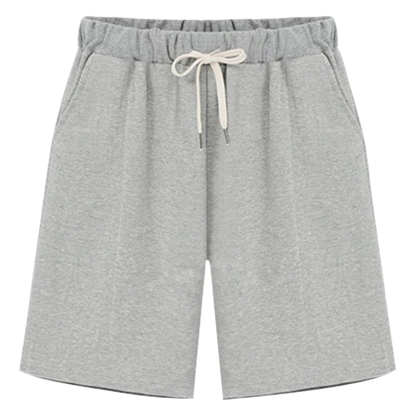 Solid Color Women's Summer High Waist 150kg Five-Point Pants Large Size Drawstring Sports Casual Pants Plus Size Slim Straight-Leg Pants Weizhong
