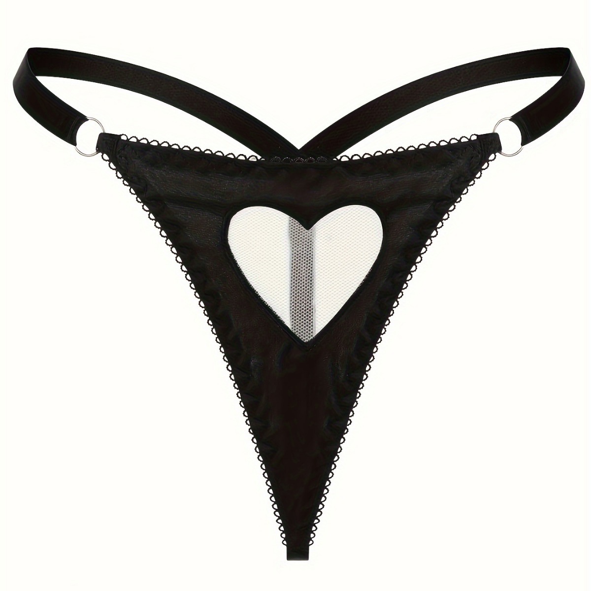 European and American Foreign trade sexy sexy lingerie mesh love pattern thong pleated lace free sexy underwear