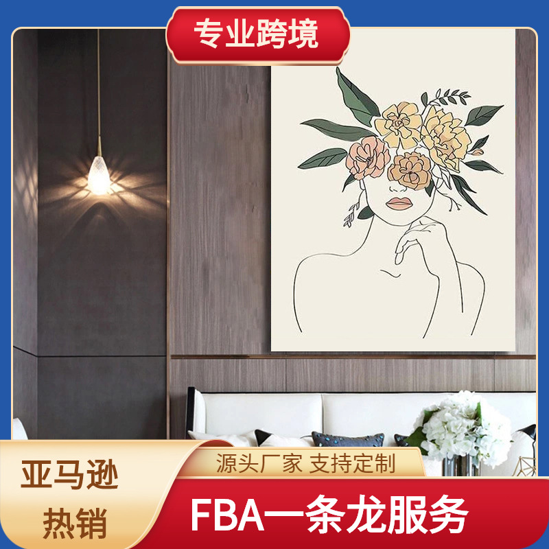 Picture of Cross-Border Supply Abstract Line Art Frameless Decorative Painting Flower Canvas Painting Core Hanging Painting Living Room Wall Painting Florals