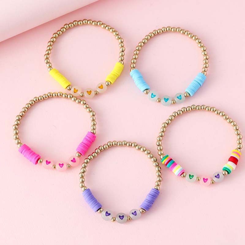 Picture of Luminous Love Round Bead Bracelet suit Soft Pottery Bracelet in stock BFF Butterfly Flower Bracelet Cross-border Exclusive for Yiwu