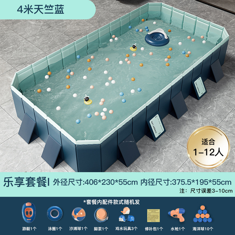 Picture of Swimming Pool Thickened Wear-resistant Installation-free Swimming Pool Outdoor Non-inflatable Foldable Paddling Pool Children's Household Pool