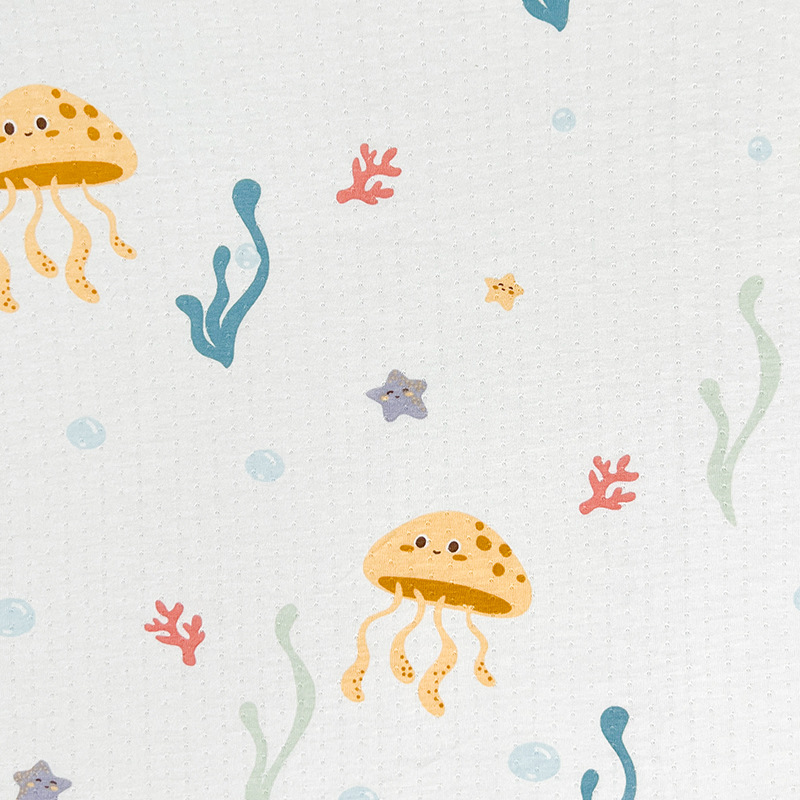 Picture of Bamboo Cotton Jacquard Printed Fabric Baby Summer Anti-Mosquito Jumpsuit Bamboo Fiber Fabric 70 Bamboo 30 Cotton Jersey