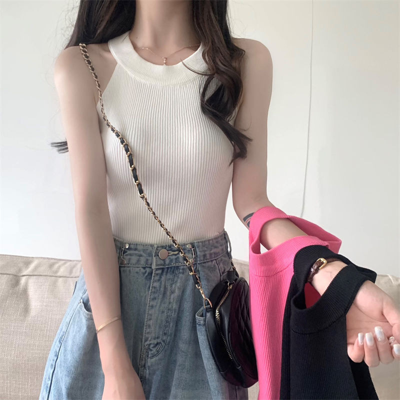 American Style Small Camisole Women's Outer Wear Suit Inner Wear Beautiful Back Base Sweet Hot Sleeveless Shoulder Waistcoat Neck Top