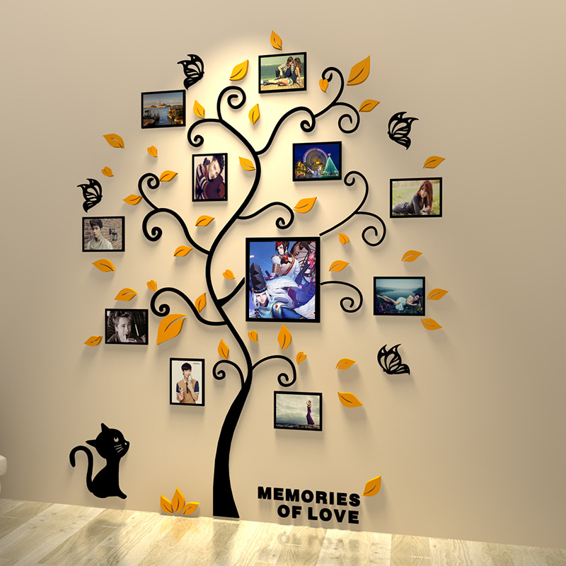 Picture of Cat Photo Frame Tree 3D Acrylic Stereo Wall Stickers Entrance Living Room Dining Room Bedroom Children's Room Wall Decoration
