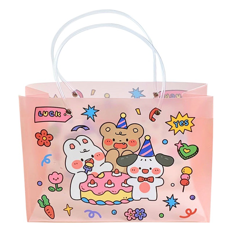 Chinese Valentine's Day Stereo Cartoon Bear and Rabbit Pp Gift Bag Gift Bag Birthday Gift Cute Creative Handbag