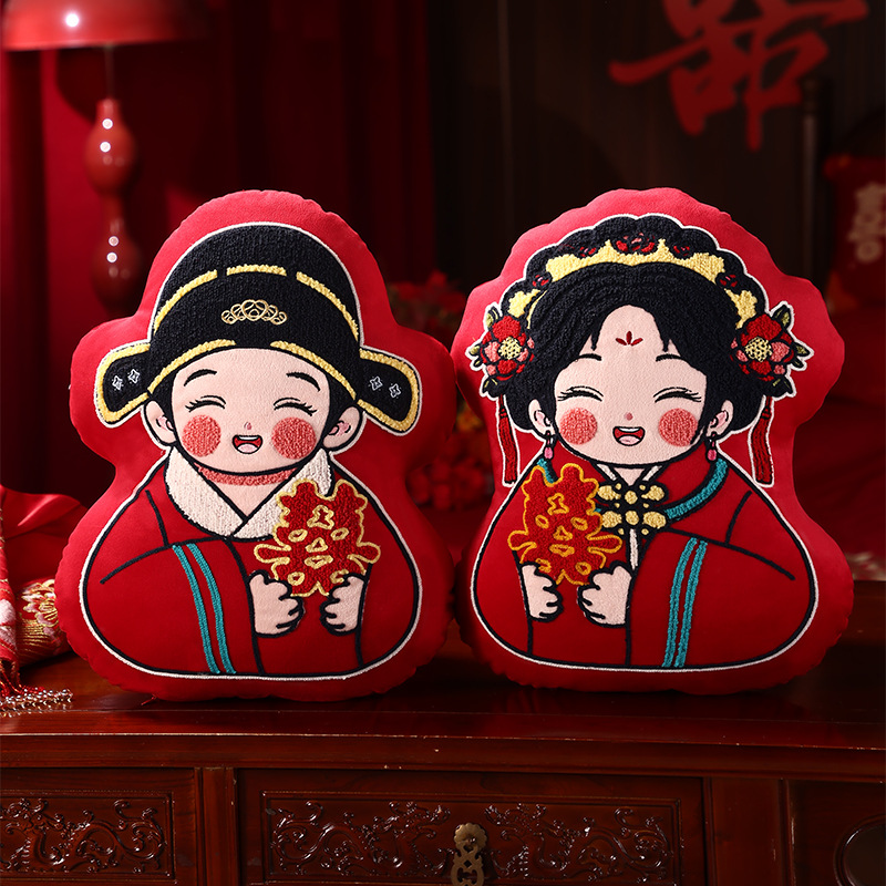 Picture of Wedding pillow a pair of festive red bed pillow living room sofa wedding letter pillow wedding wedding room decoration