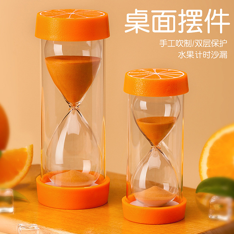 Picture of Glass Transparent Timer Creative Decompression Home Living Room Desktop Decoration Fruit Hourglass Sand Bottle Decoration Supplies