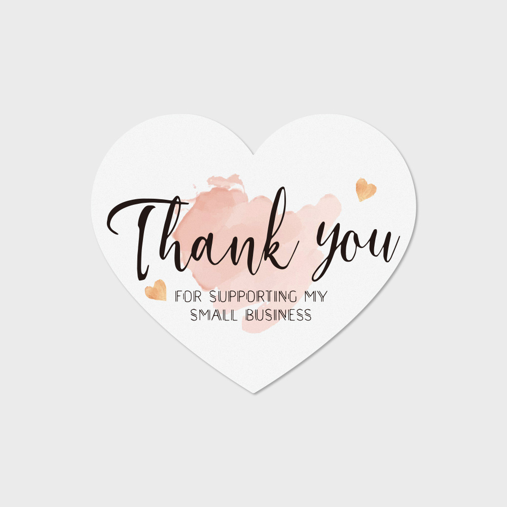 Picture of Cross-border in stock wholesale heart-shaped pink English thank you card coated paper card thank you gift packaging card
