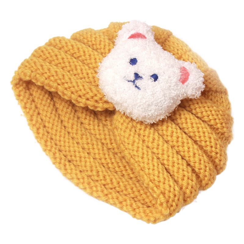 European and American New Style Baby Warm Knitted Hat, Cute Bear Head Protection Hat for Infants, Autumn and Winter Warm Children's Woolen Hat