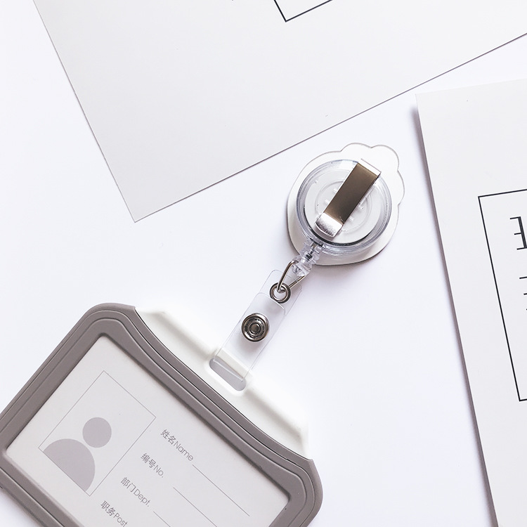 Picture of Retractable Easy Pull Buckle Cartoon Simple Small Flower ID Card Set Buckle Doctor Nurse Breast Card Work Card Clip