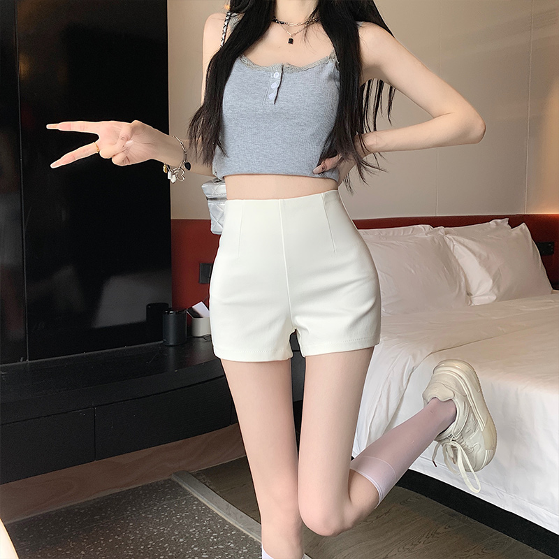 White Shorts Women's 2024 New Spring and Autumn High Waist Outer Wear Stretch Slimming Dancing Hot Pants Spice Girl Three-point Pants Summer