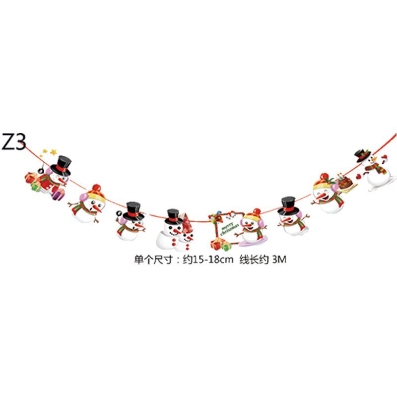 Picture of Christmas Decorations Christmas Pull Flag Hanging Flag Holiday Banner Party Decoration Paper Cartoon Christmas Pull Flower String Flag