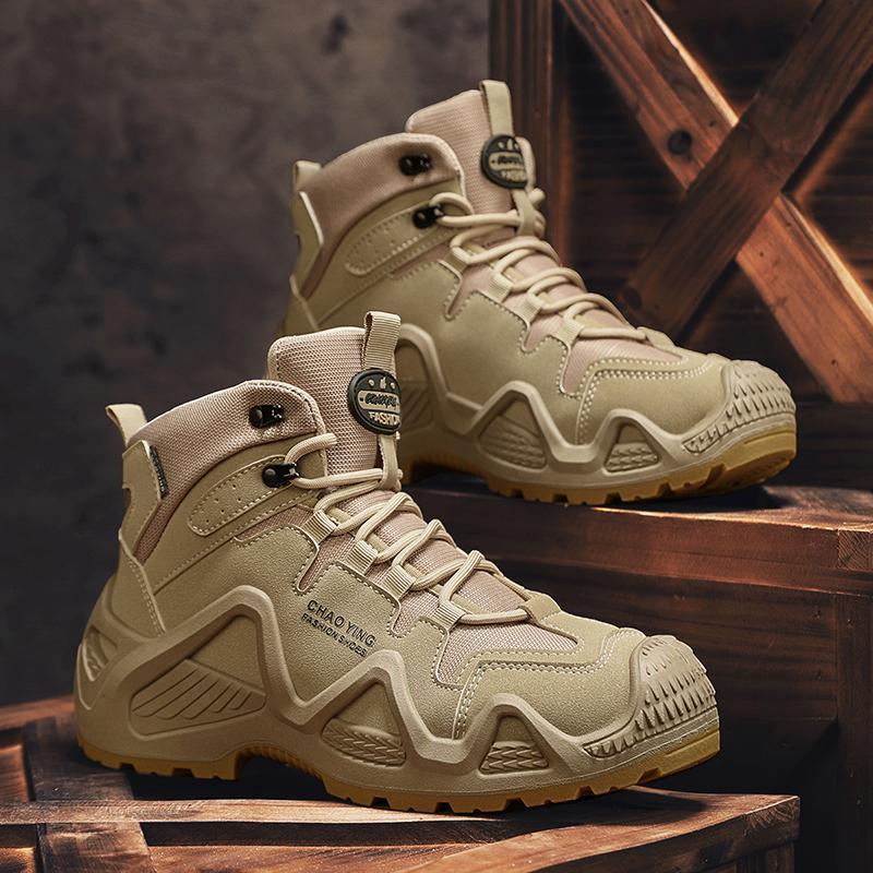 Waterproof Hiking Shoes Men's Ultra Light Combat Boots High Top Outdoor Hiking Shoes Training Tactical Boots Breathable Desert Boots