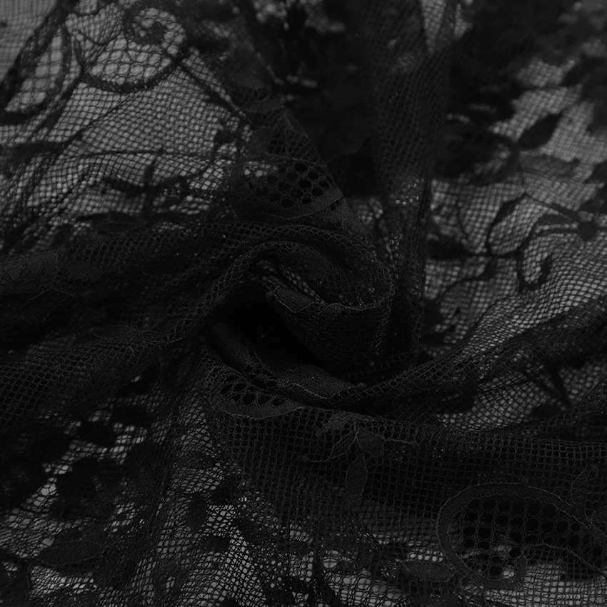 Picture of Sexy Lace See-Through High-Waist Commuter Black Skirt for Women Summer 2025 European and American Fashion Mesh Long Skirt Wholesale