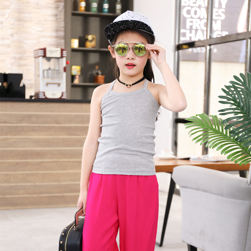 Picture of Children's Cotton Boys' I-shaped hurdle girls' small camisole children's underwear summer girls' bottoming shirt
